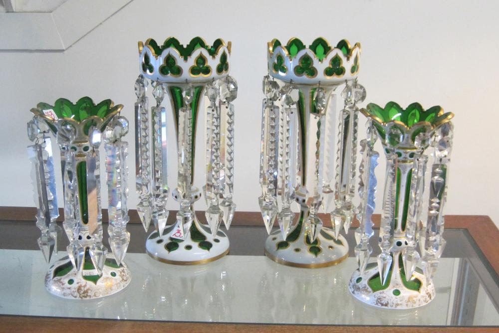 TWO PAIR OF BOHEMIAN GLASS LUSTRES,