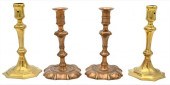 TWO PAIR OF BRASS QUEEN ANNE C
