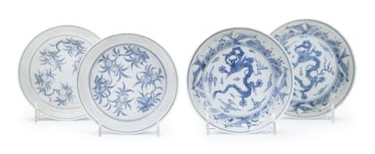 Two pair of Chinese blue and