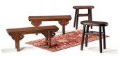 Two pair of Chinese Jumu stool