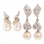 TWO PAIR OF DIAMOND & PEARL EA