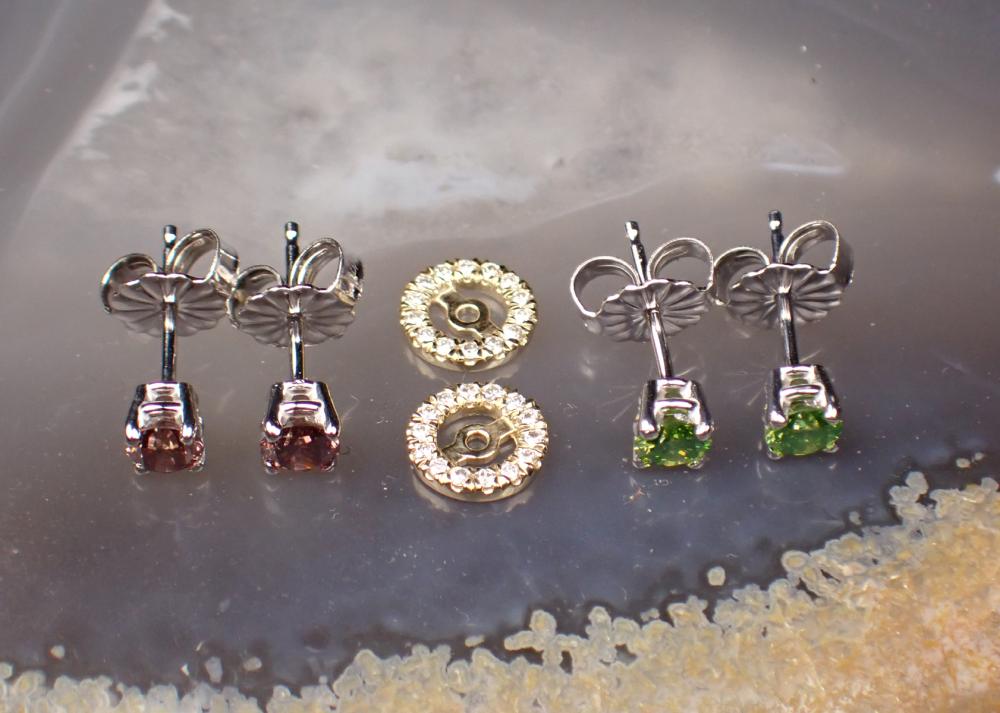 TWO PAIR OF FANCY COLOR DIAMOND EAR