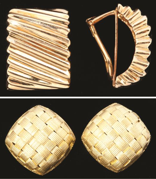 Two Pair of Gold Earclipsthe
