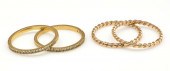 TWO PAIR OF GOLD STACKING RING