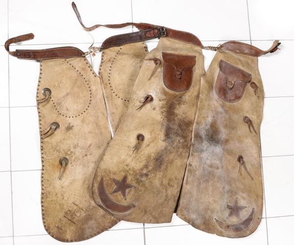 TWO PAIR OF LEATHER BATWING CHAPS