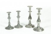 TWO PAIR OF PEWTER CANDLESTICK