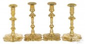 TWO PAIR OF QUEEN ANNE BRASS C