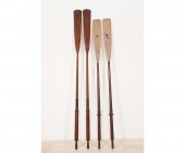 Two pair of vintage wooden oar
