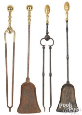 TWO PAIR OF WROUGHT IRON AND B