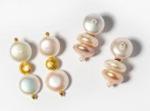 TWO PAIR YELLOW GOLD AND CULTU