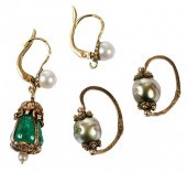 TWO PAIRS 18KT. GEMSTONE EARRI