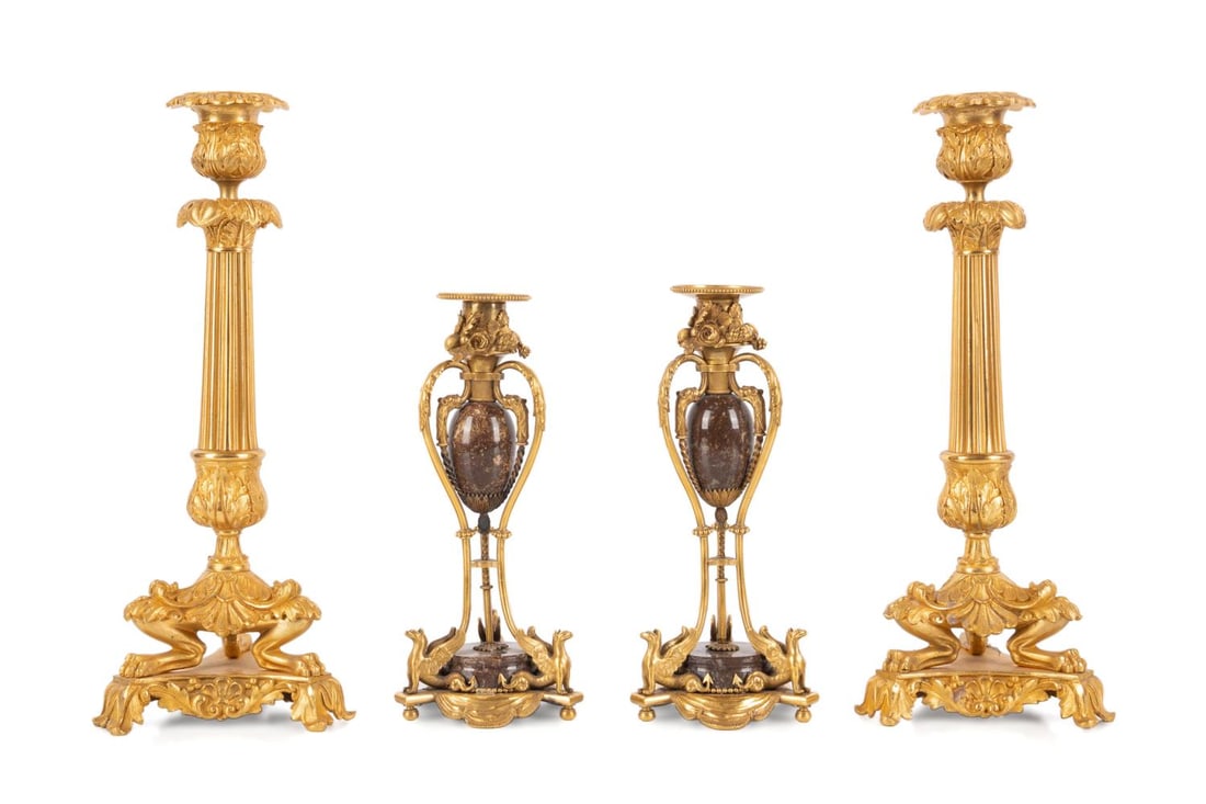 TWO PAIRS, 19TH C. FRENCH GILT
