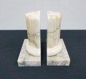 TWO PAIRS ALABASTER AND PATINA