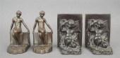 TWO PAIRS ART DECO STYLE BRONZ