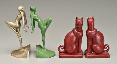 Two pairs bookends, figures, all