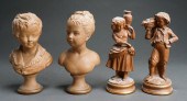 TWO PAIRS BORGHESE PLASTER FIG
