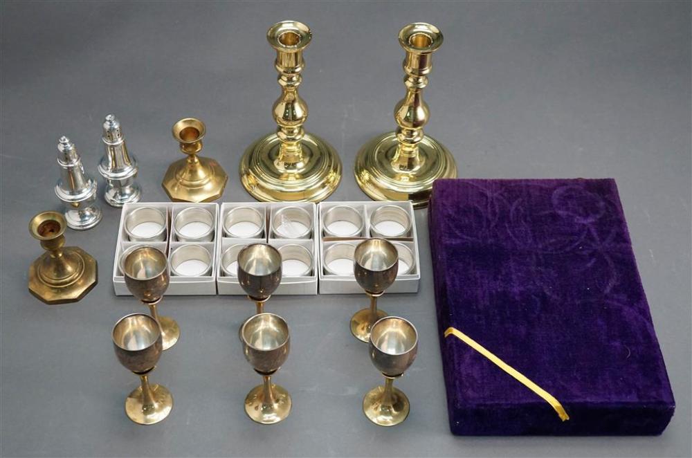 TWO PAIRS BRASS CANDLESTICKS, 12