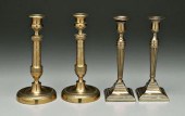 Two pairs brass candlesticks: