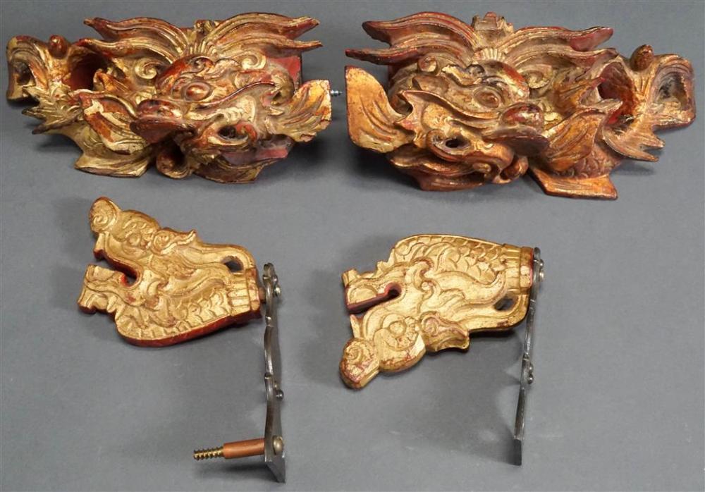 TWO PAIRS CHINESE CARVED GILTWOOD