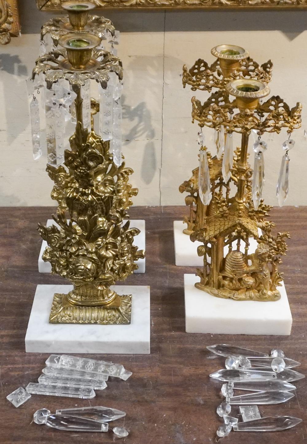 TWO PAIRS CLASSICAL STYLE BRASS,