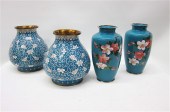 TWO PAIRS CLOISONNE VASES 4 pi