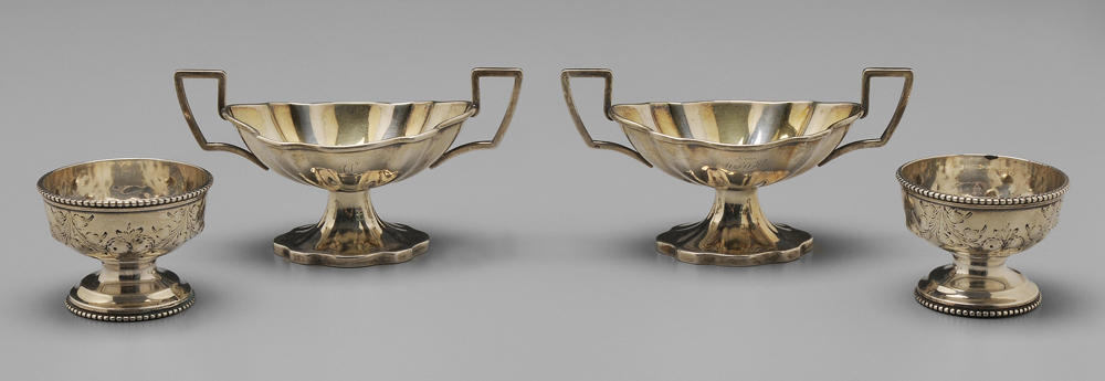 Two Pairs Coin Silver Open Salts