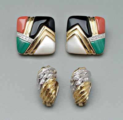 Two pairs diamond ear clips: one