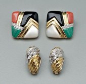 Two pairs diamond ear clips: o
