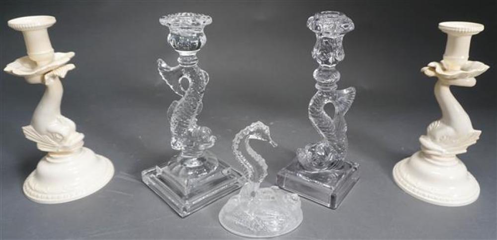 TWO PAIRS DOLPHIN CANDLESTICKS
