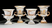 TWO PAIRS GILT DECORATED CAMPA