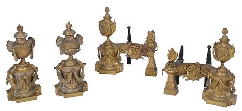 TWO PAIRS LOUIS XVI STYLE GILT
