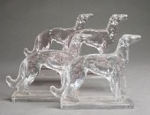 TWO PAIRS MOLDED GLASS IRISH W