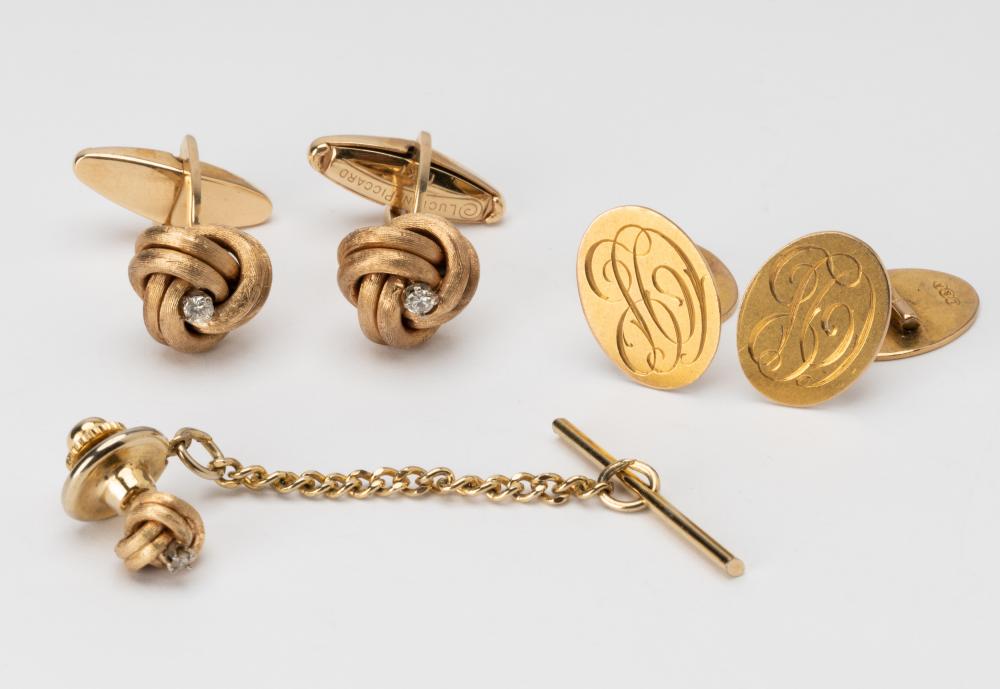 TWO PAIRS OF 14 KARAT YELLOW GOLD
