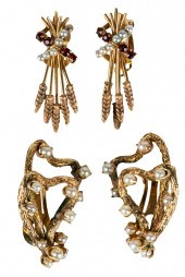 TWO PAIRS OF 14 KARAT YELLOW G
