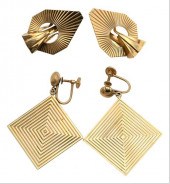 TWO PAIRS OF 14 KARAT YELLOW G