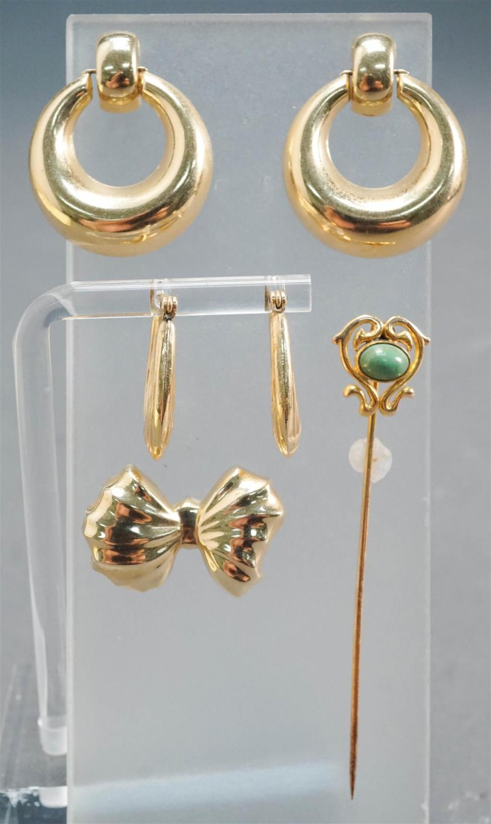 TWO PAIRS OF 14-KARAT GOLD EARRINGS