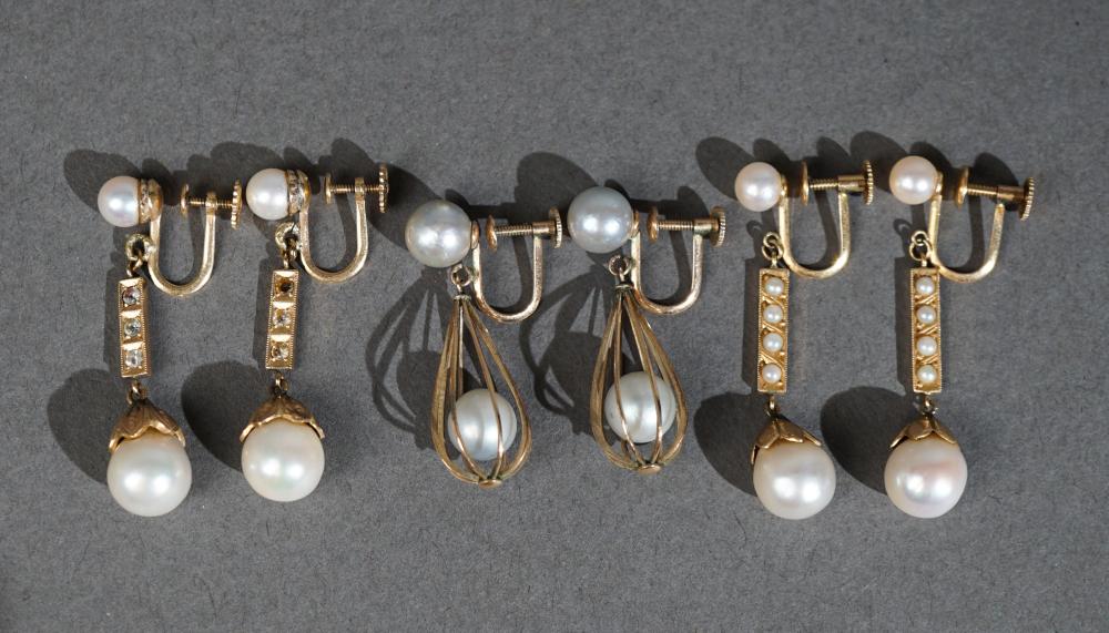 TWO PAIRS OF 14-KARAT YELLOW-GOLD