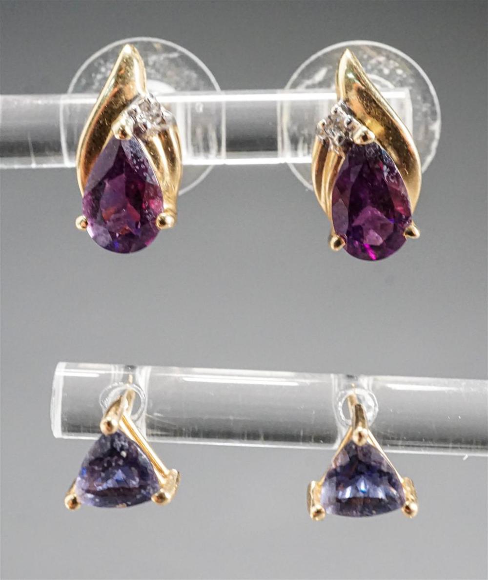TWO PAIRS OF 14-KARAT YELLOW-GOLD