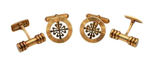 TWO PAIRS OF 18 KARAT YELLOW GOLD