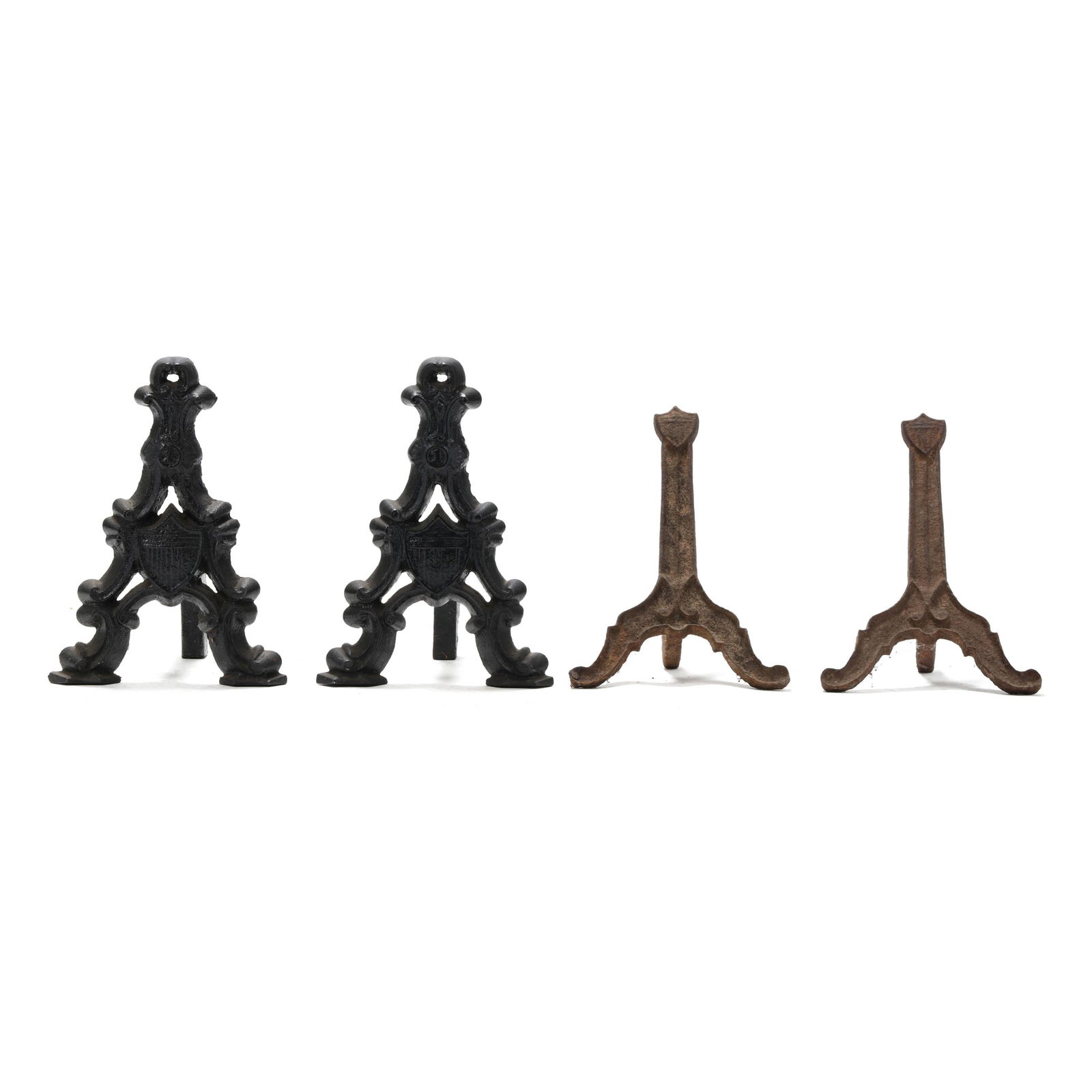TWO PAIRS OF ANTIQUE CAST IRON