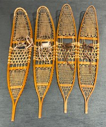 Two pairs of antique wooden and