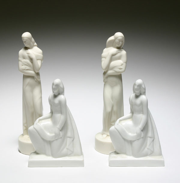 Two pairs of Art Deco porcelain