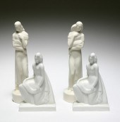 Two pairs of Art Deco porcelai