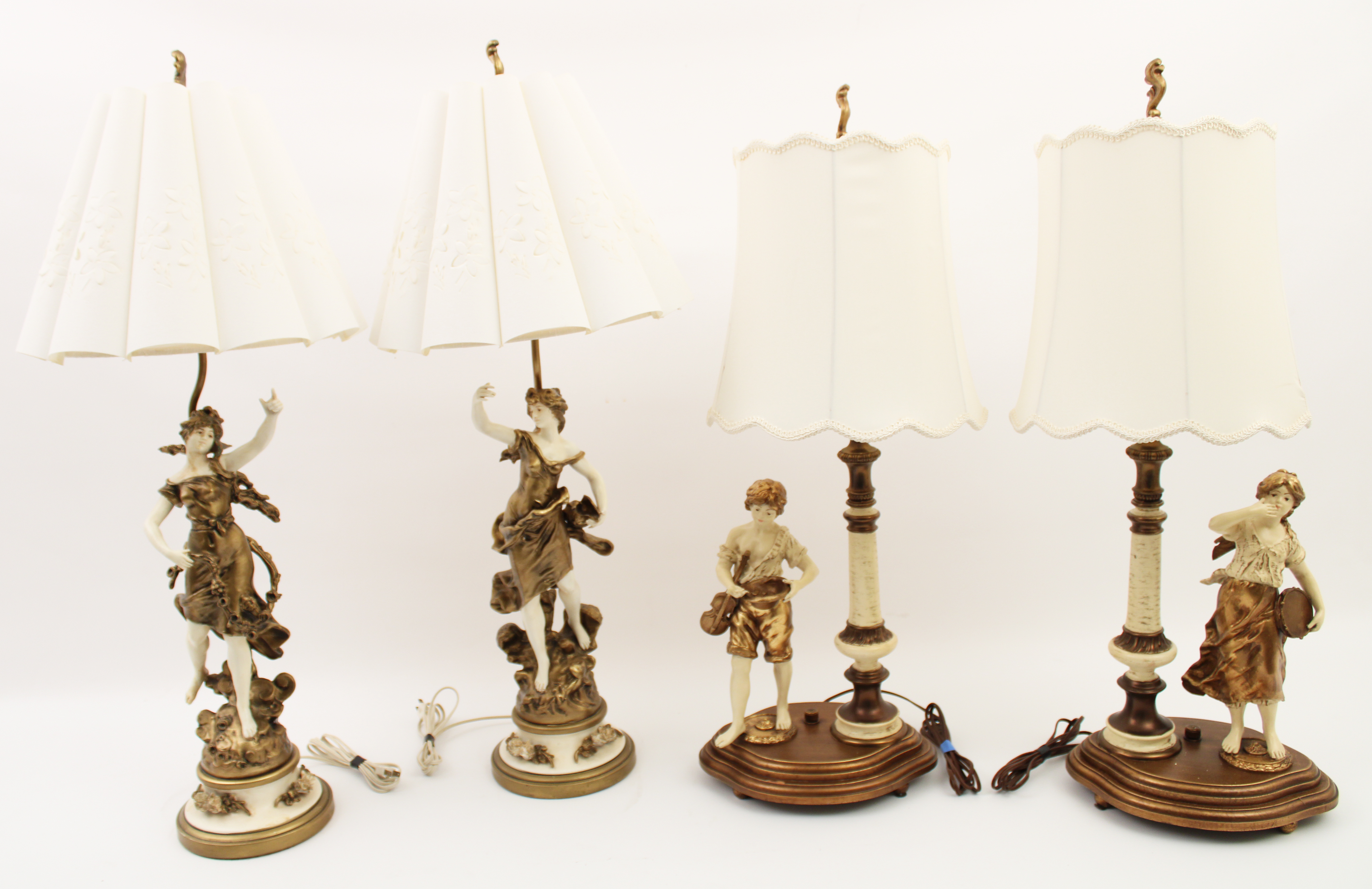 TWO PAIRS OF BISQUE PORCELAIN