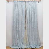 TWO PAIRS OF BLUE COTTON MOIRE