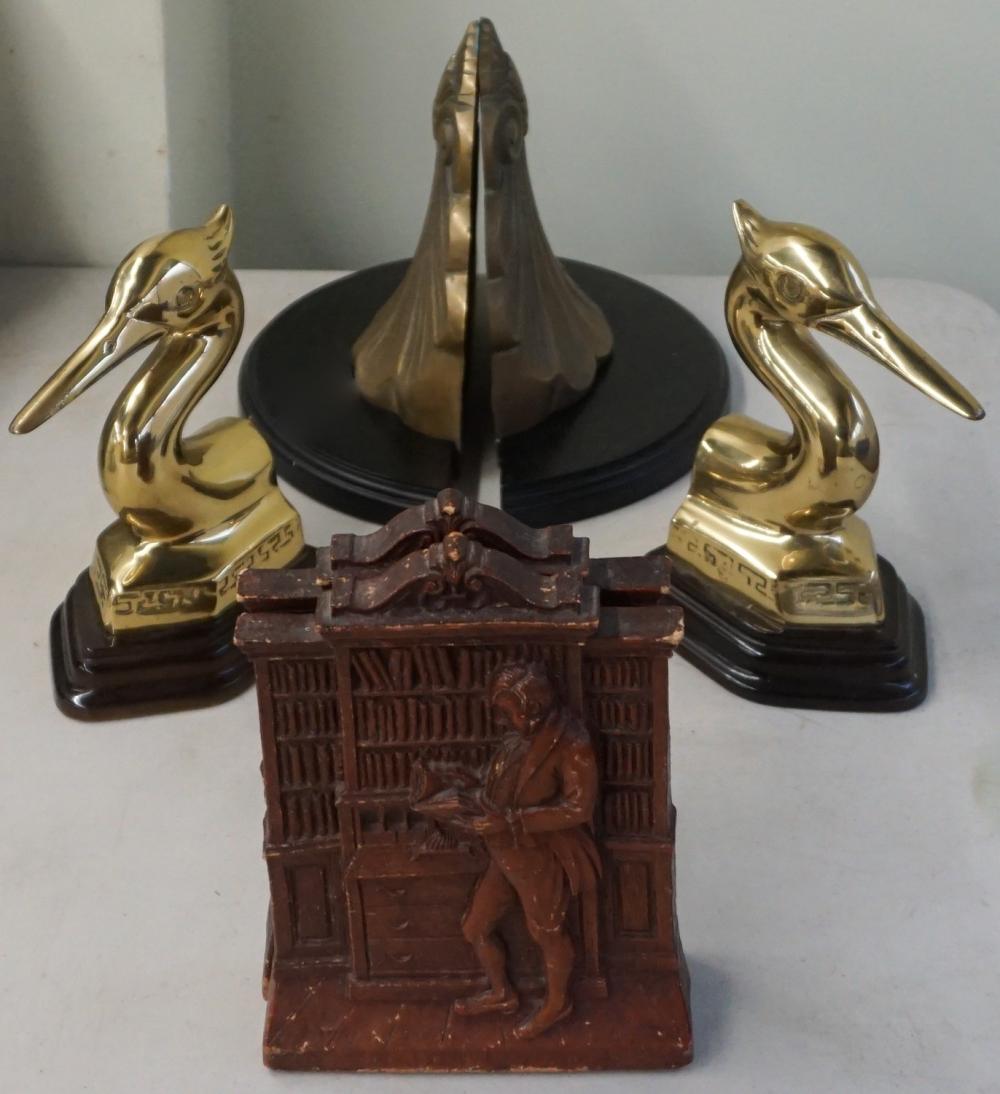 TWO PAIRS OF BOOKENDS AND A PAIR OF