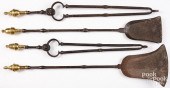 TWO PAIRS OF BRASS AND IRON FI