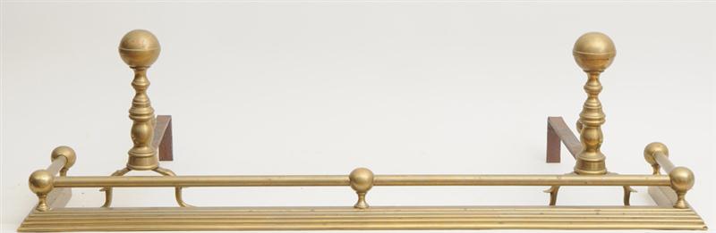 TWO PAIRS OF BRASS ANDIRONS AND A