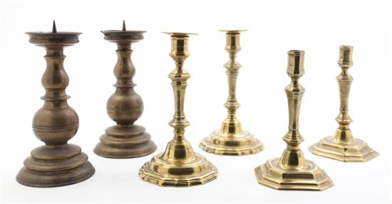 Two Pairs of Brass Candlesticks