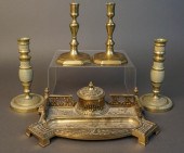TWO PAIRS OF BRASS CANDLESTICK